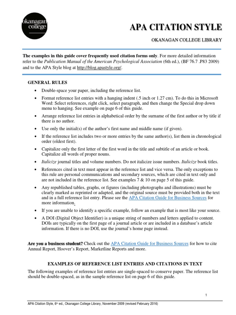 APA Style Guide | PDF | Citation | Apa Style