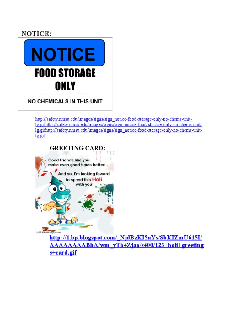 Food Storage Safety Notice Sign | PDF