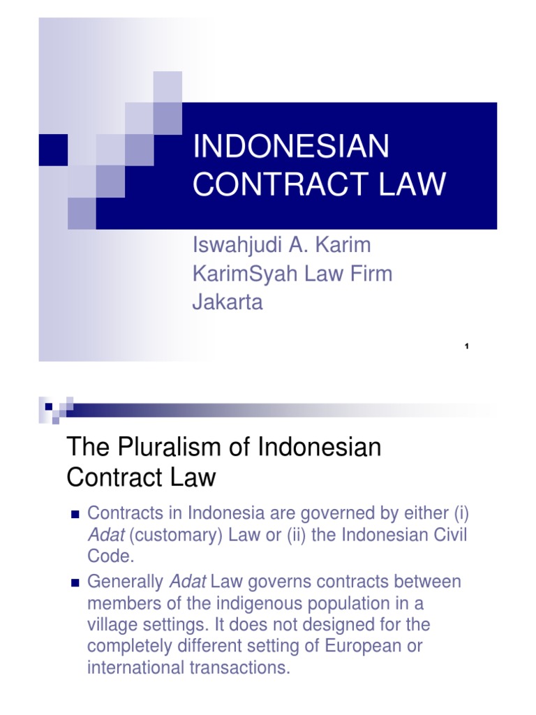 Indonesian Contract Law Pdf Breach Of Contract Lease