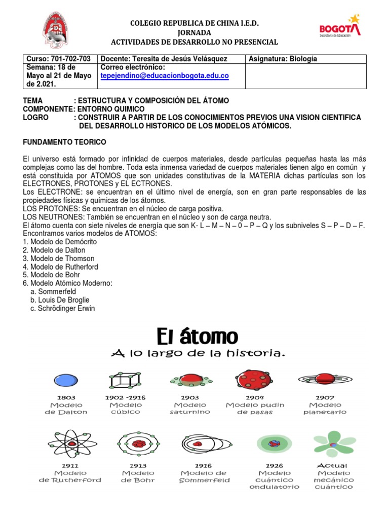 702-Ciencias-Teresita Velasquez-Atomo-2 Entrega-0513 | PDF | Átomos |  Núcleo atómico