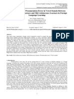 The Comparison of Pronunciation Error in Vowel Sounds Between Early Adolescence Learners and Mid Adolescence Learners in Foreign Language Learning