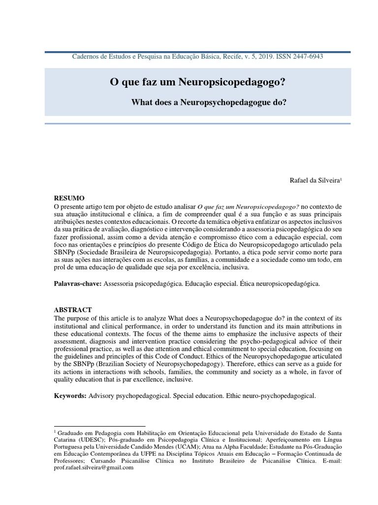 O Que Faz Um Neuropsicopedagogo | Download grátis PDF | Inclusão ...