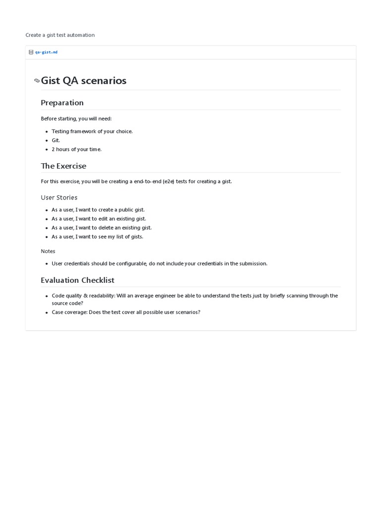 Gist Test Automation Guide | PDF | Computers