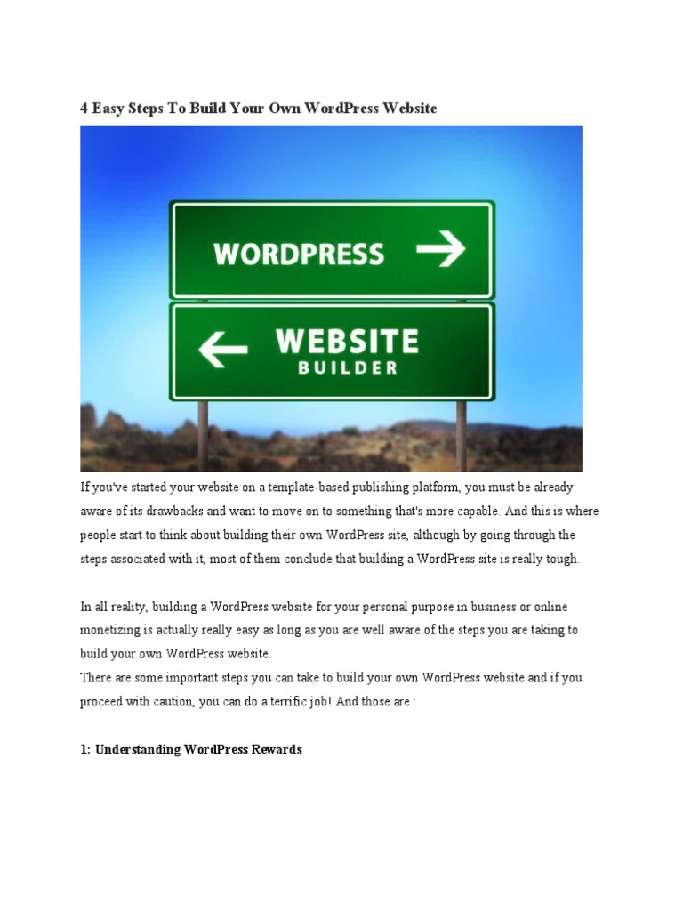 Build Your WordPress Website in 4 Steps | PDF | Word Press | Communication