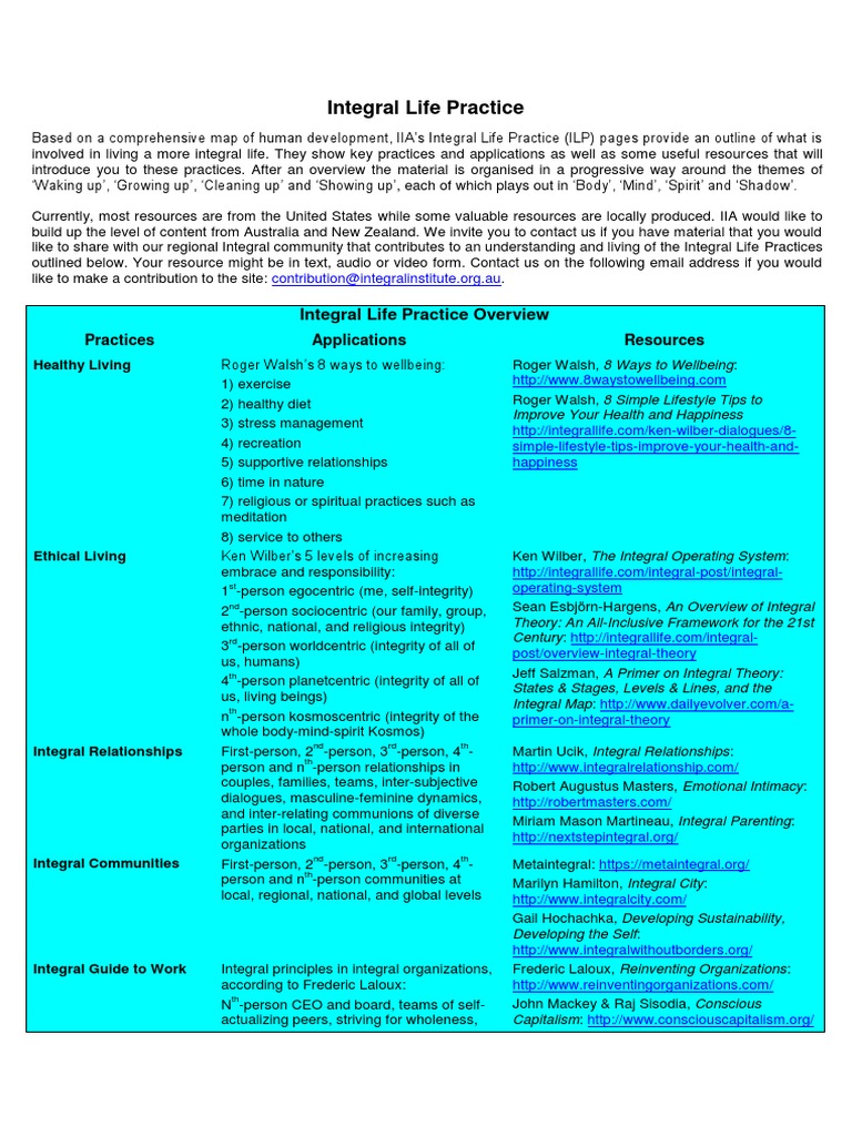 Integral Life Practice Overview | PDF | Meditation | Psychological Concepts