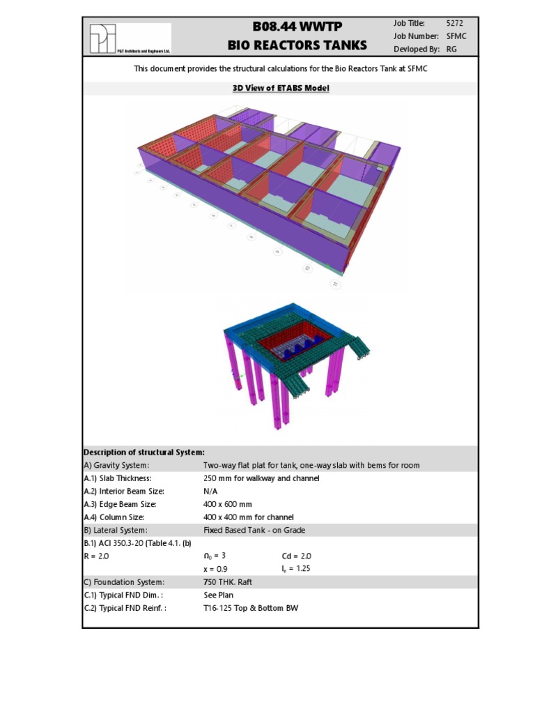 Structural Design for Bio Reactors Tank | PDF | Building Technology ...