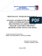 Analiza stabilitatii mecanice a implanturilor folosite in reconstructia defectelor osoase acetabulare post artroplastie totală de sold