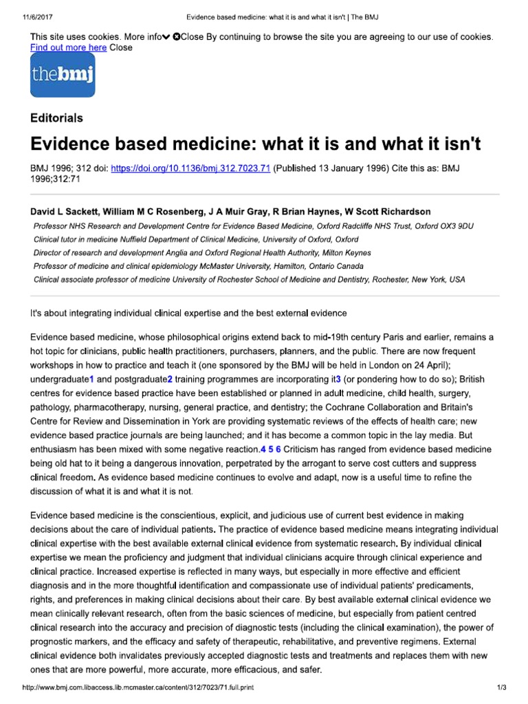 Evidence Based Medicine What It Is and What It Isn't PDF
