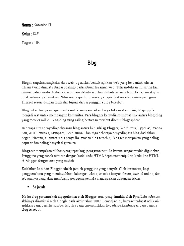 Memahami Blog dalam Informatika | PDF | Ilmu Sosial | Komputer