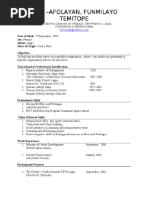 CV Sample in Nigeria