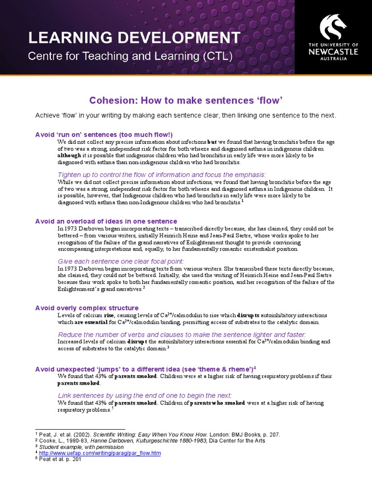 Cohesion How To Make Sentences Flow' PDF Sentence (Linguistics