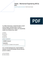 Metal Forming Processes - Mechanical Engineering (MCQ) Metal Forming Processes - Mechanical Engineering (MCQ) Questions and Answers Questions and Answers