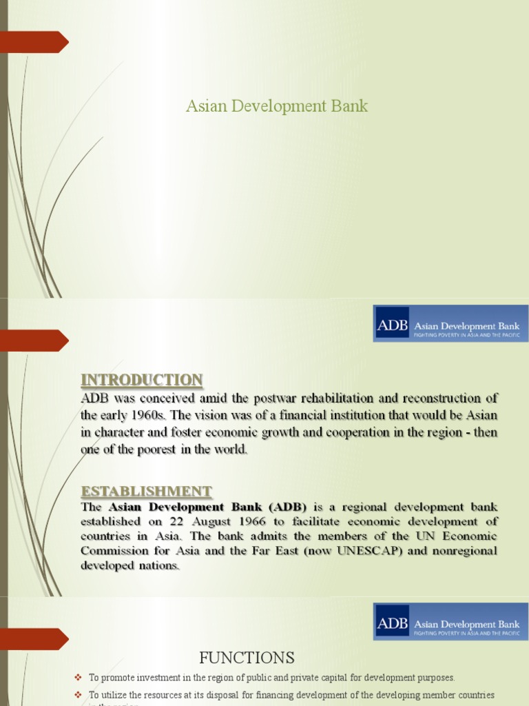 Asian Development Bank Functions & Goals | PDF