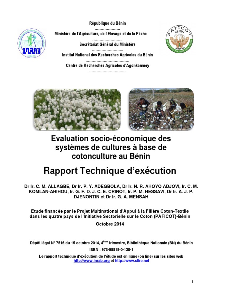 Rapport Technique Valuation-Syst Mes-Coton Culture Paficot | PDF