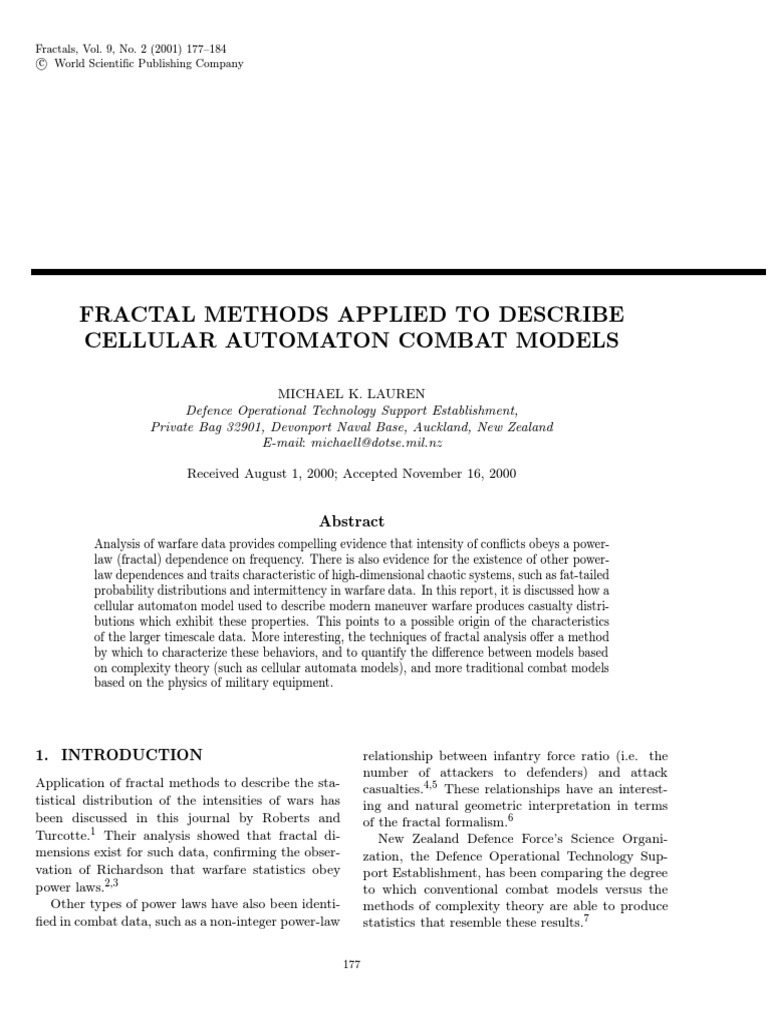 Cellular Automaton Combat Models | PDF | Power Law | Automata Theory