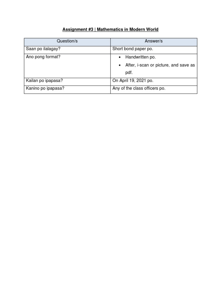 Math Assignment Submission Guidelines | PDF | Career & Growth