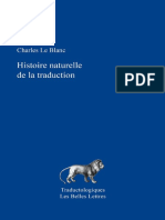 Histoire Naturelle de La Traduction(Ch. Le Blanc, 2019)