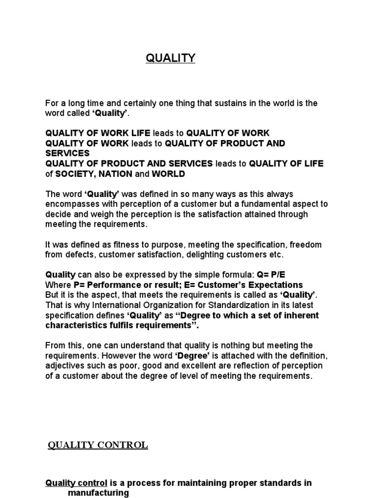QUALITY PDF Quality Management Quality (Business)