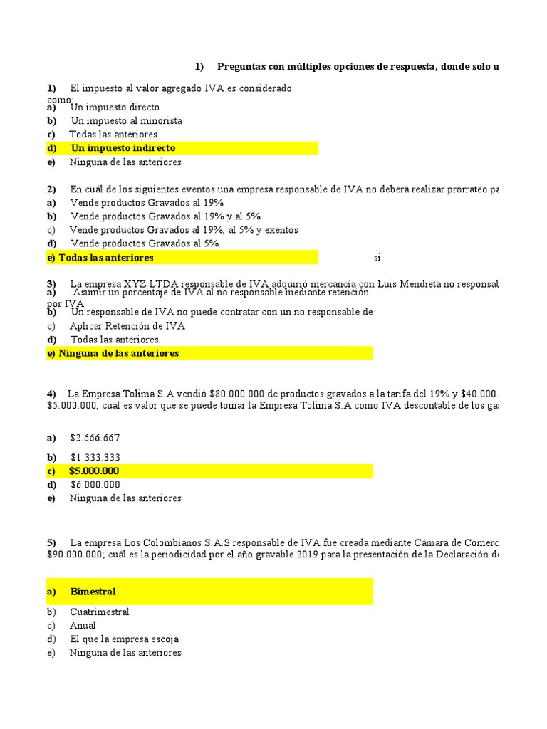 Taller # 1 IVA | PDF | Impuesto al valor agregado | Impuestos