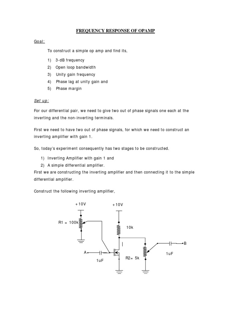 Frequency Response of Opamp: Goal | PDF | Amplifier | Operational Amplifier