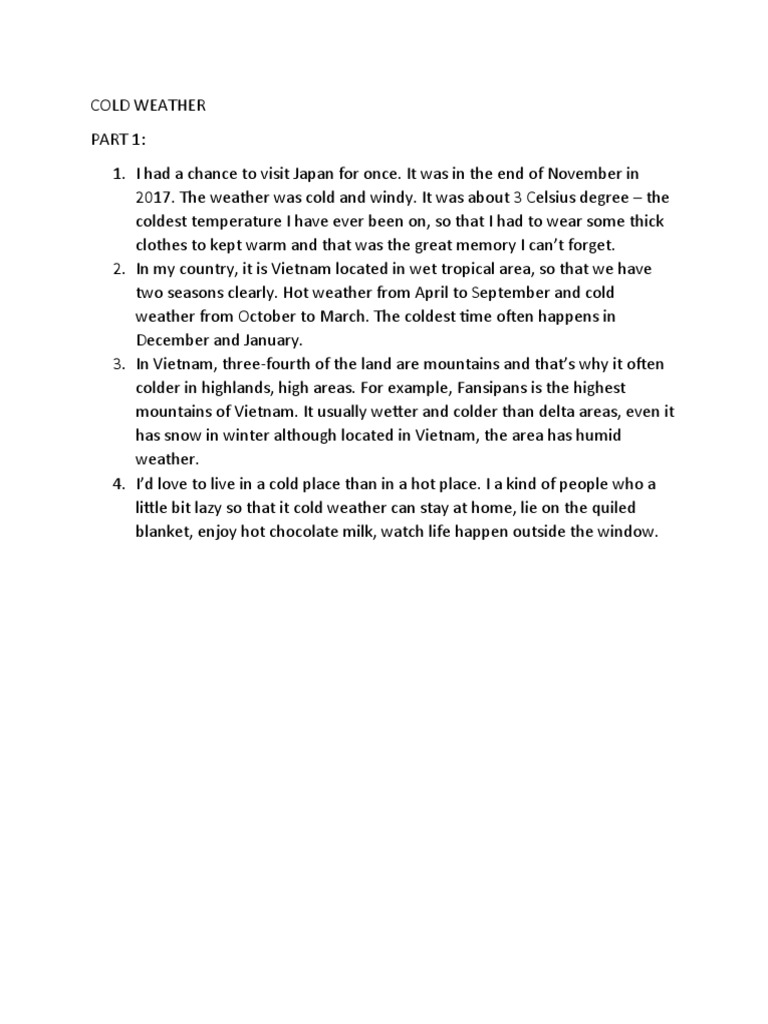 Cold Weather | PDF | Human Nature | Weather
