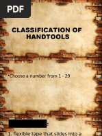 Classification of Handtools Quiz