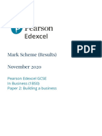 Mark Scheme (Results) November 2020: Pearson Edexcel GCSE in Business (1BS0) Paper 2: Building A Business