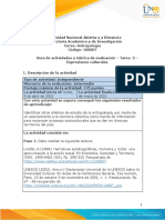 Guia de Actividades y Rúbrica de Evaluación - Tarea 3 - Expresiones Culturales