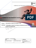 Advanced Constitutional Law Preamble, Interpretation and Constitutionalism