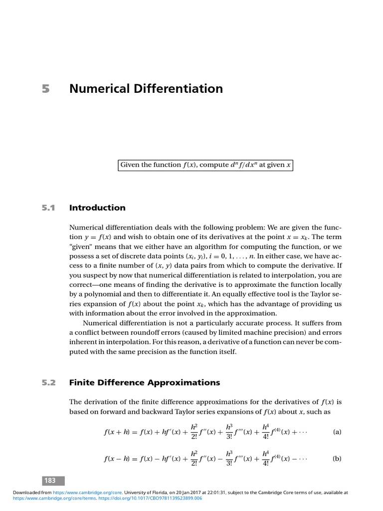 Numerical Differentiation | PDF | Interpolation | Finite Difference