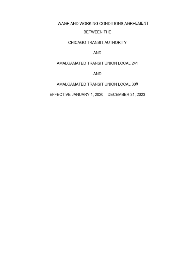 The Contract" CTA and ATU Local 241/308 Wages and Working Conditions  Agreement | PDF | Employment | Salary