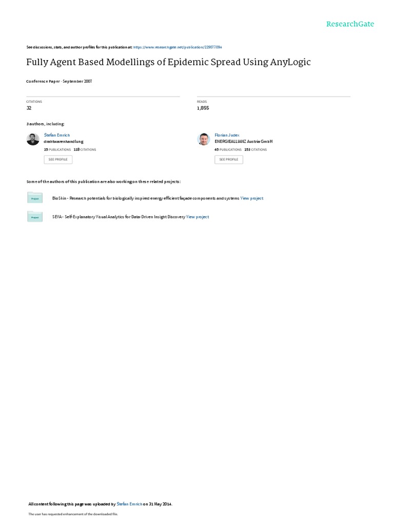 Fully Agent Based Modellings of Epidemic Spread Using Anylogic | PDF ...