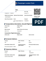 Passenger Locator Form: Personal Information