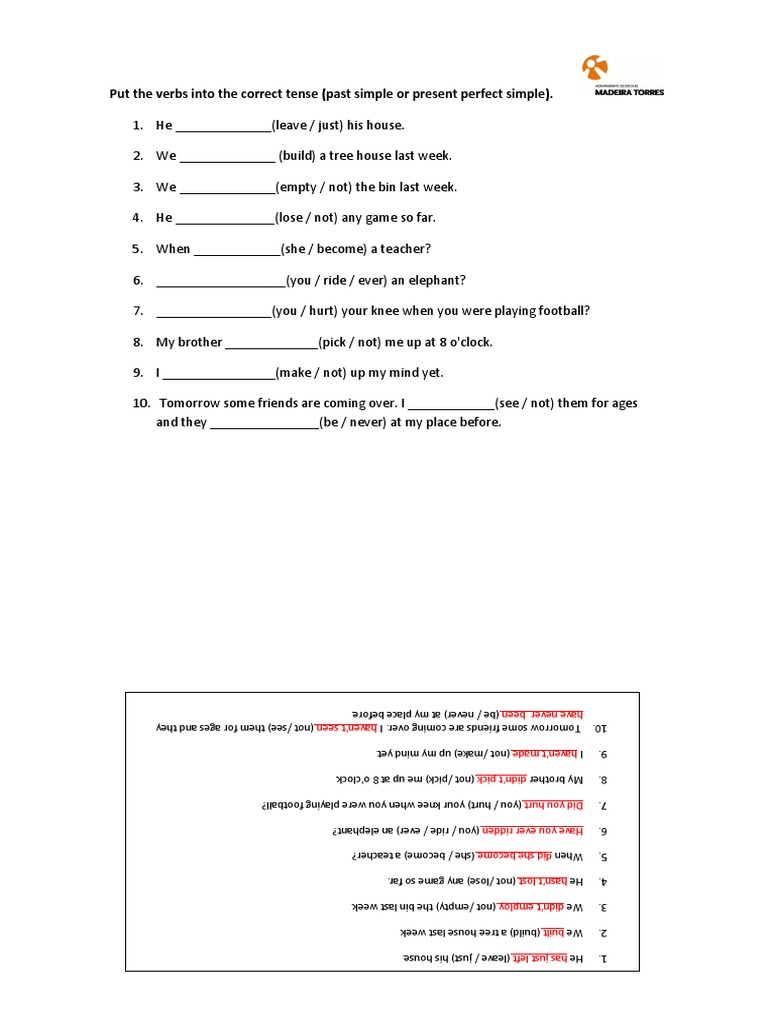 Verb Tenses - Past Simple or Present Perfect Simple | PDF