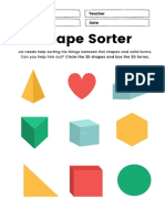 Shape Sorter: Name Class Teacher Date