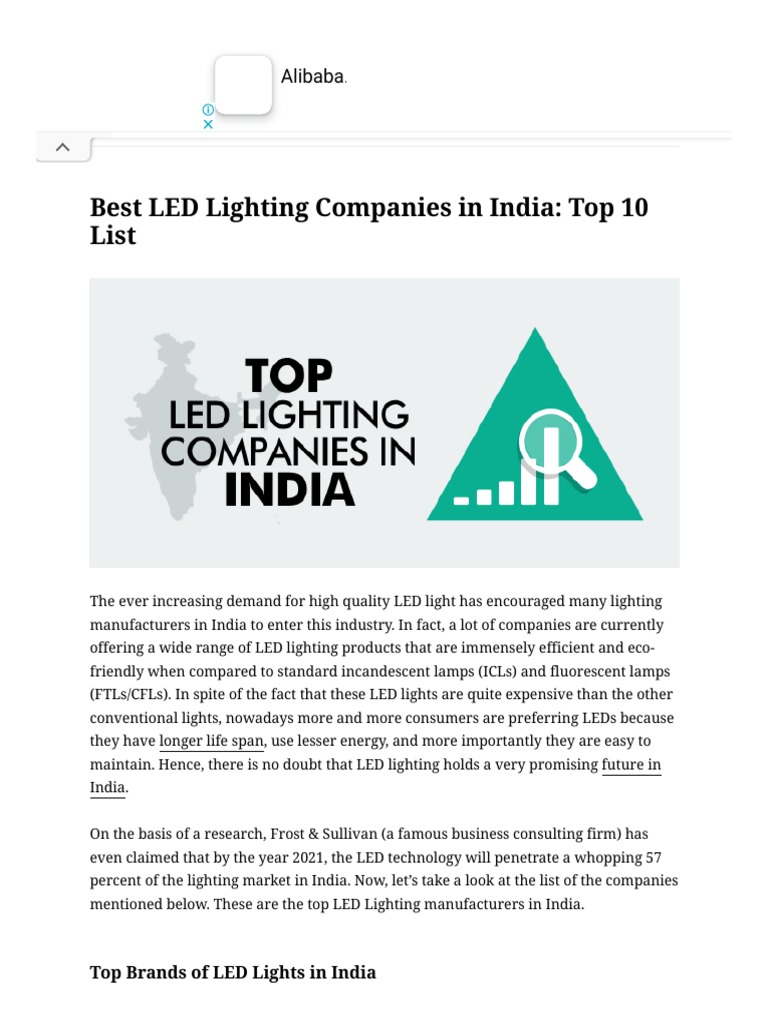 Forvent det Pioner solnedgang Best LED Lighting Companies in India - Top 10 List - LED Lights in India |  PDF | Light | Lighting