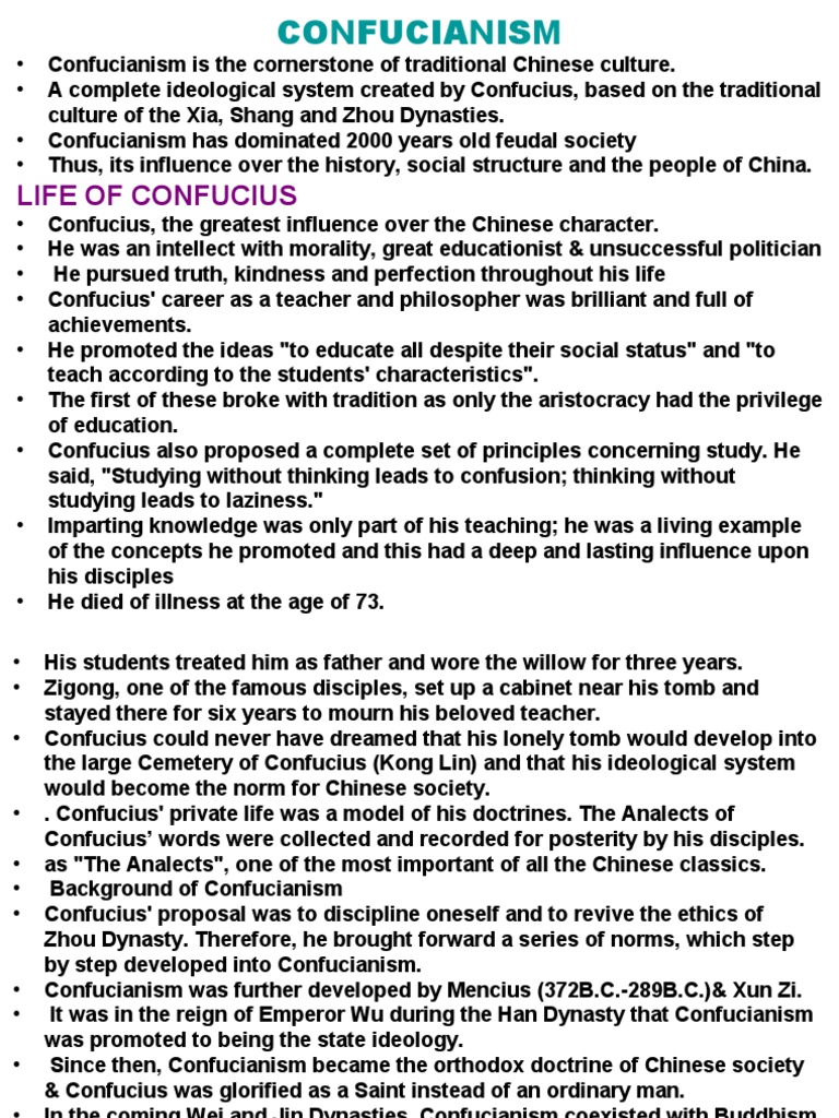 Confucianism: Core of Chinese Culture | PDF | Confucianism | China