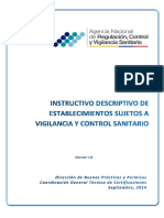 Instructivo Descriptivo de Establecimientos Sujetos A Vigilancia Sanitaria