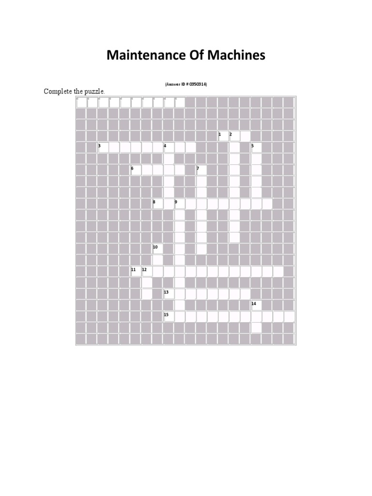 Machine Maintenance Puzzle Guide | PDF