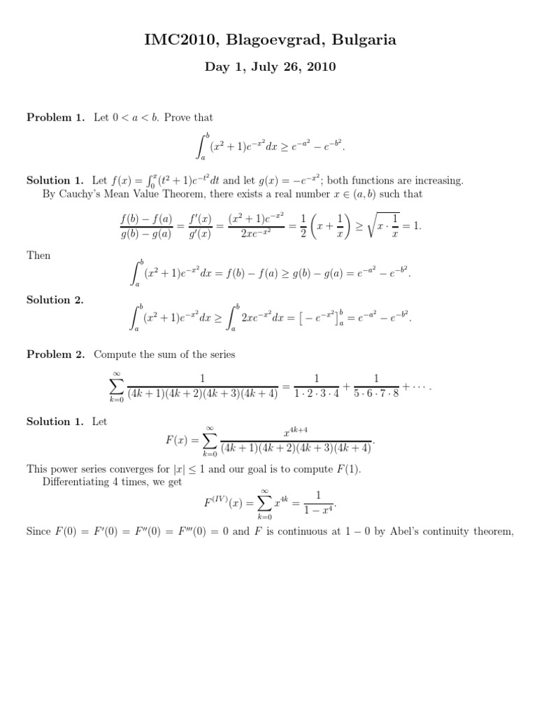 Imc2010 Day1 Solutions | PDF | Teaching Methods & Materials