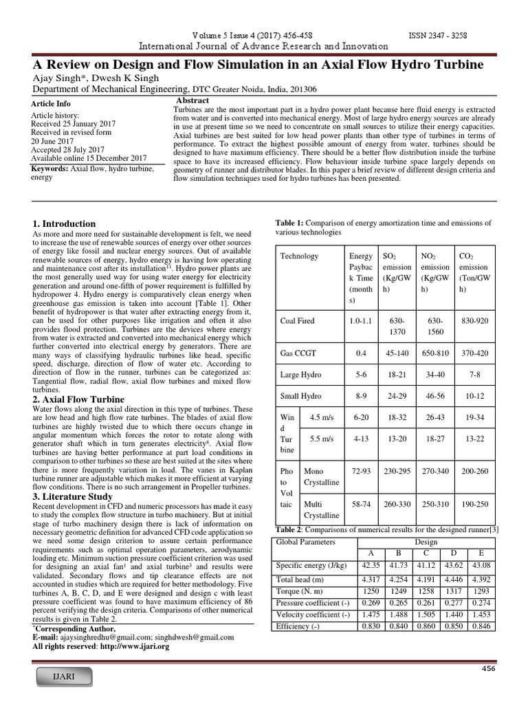 A Review On Design and Flow Simulation in An Axial Flow Hydro Turbine ...