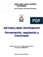 METABOLISMO MICROBIANO Fermentación, Respiración y Fotosíntesis