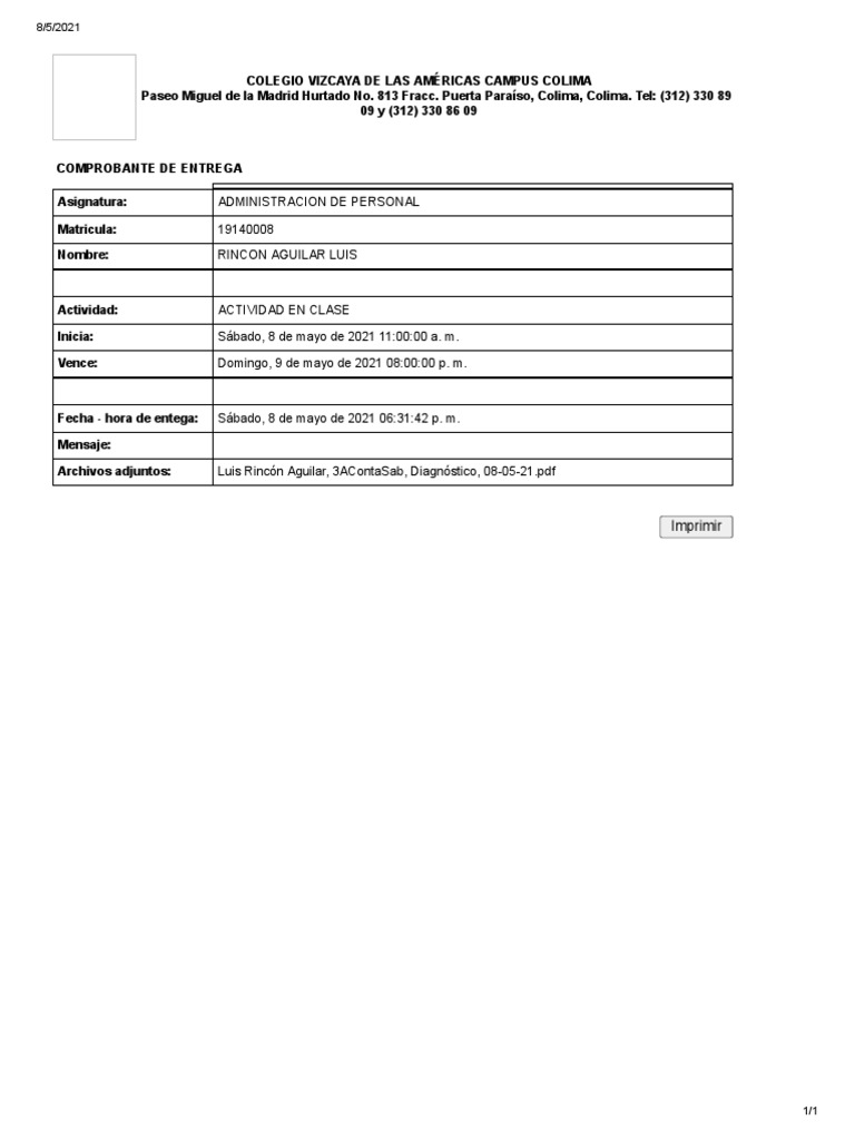 SesWeb v3.1 - Actividades, Enviada | PDF
