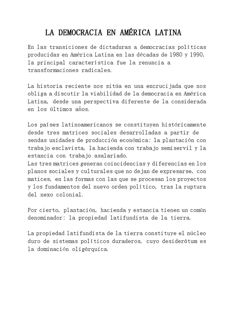 Democracia y Herencia Social en LatAm | PDF | America latina | Américas