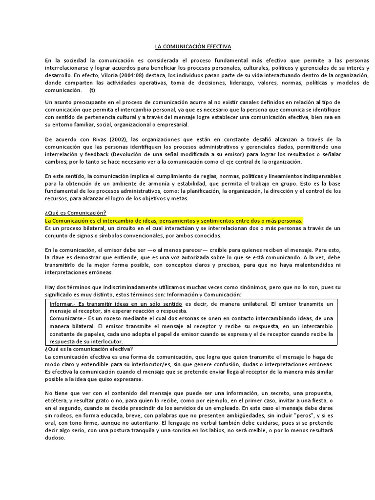 Como Hacer Que El Teléfono De Señal De Comunicando La Comunicacion Efectiva X | PDF | Comunicación | Conceptos psicologicos