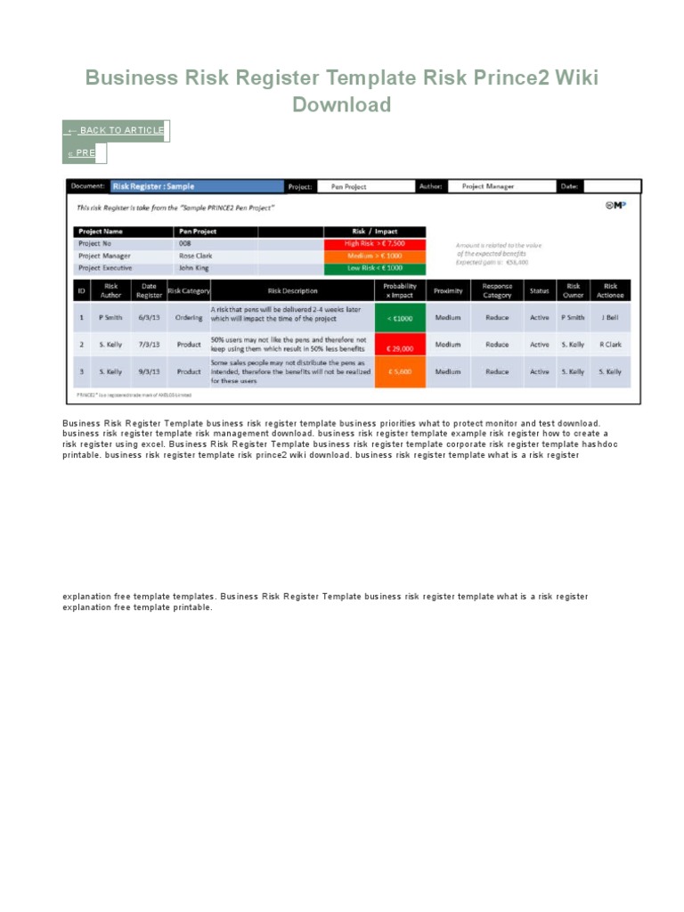 Business Risk Register Template Risk | PDF | Business