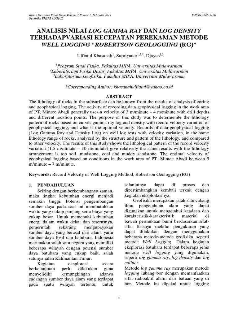 Analisis Log Gamma Ray dan Density | PDF | Sains & Matematika