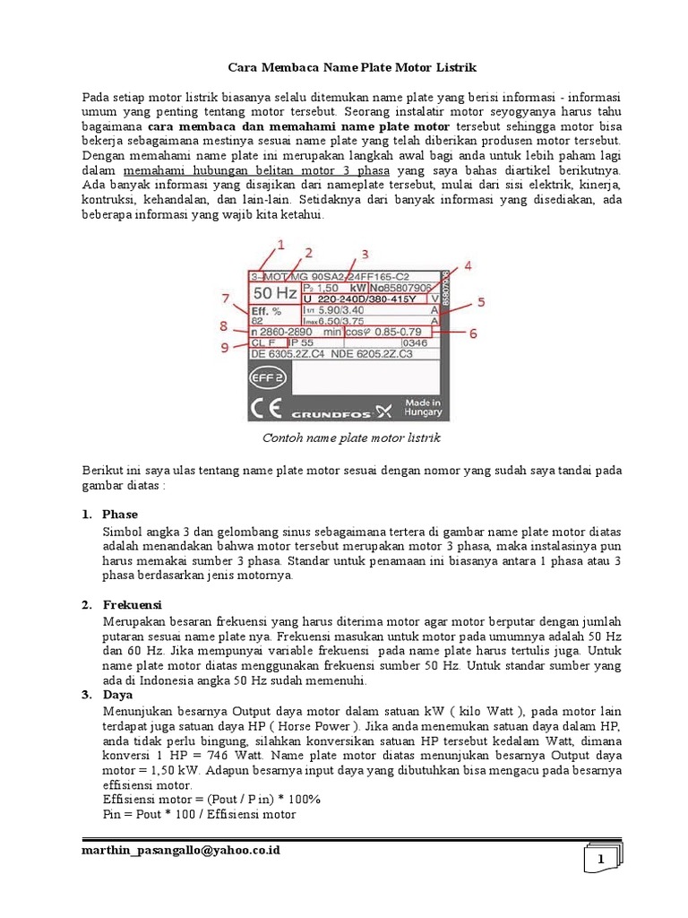 Cara Membaca Name Plate Motor Listrik Listrik Praktis vrogue.co
