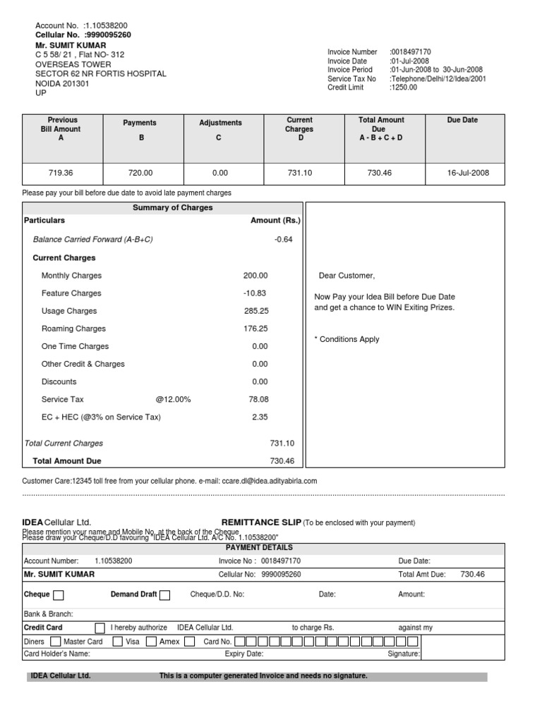 662 Idea Bill June | PDF | Invoice | Payments
