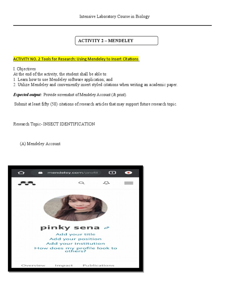Activity 2 - Mendeley: Expected Output: Provide Screenshot of Mendeley ...